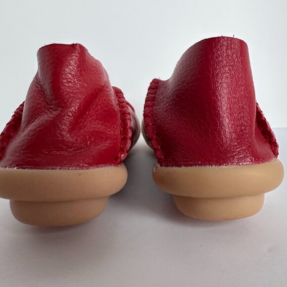 Womens Socofy SlipOn Shoes, Size 38, US7.5 Red Genuine Leather Driving Moccasins - Picture 5 of 8